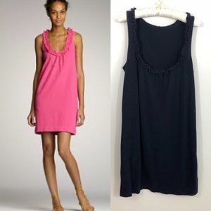 J. Crew Pique Pavilion Ruffle Tank Dress, Navy, Small